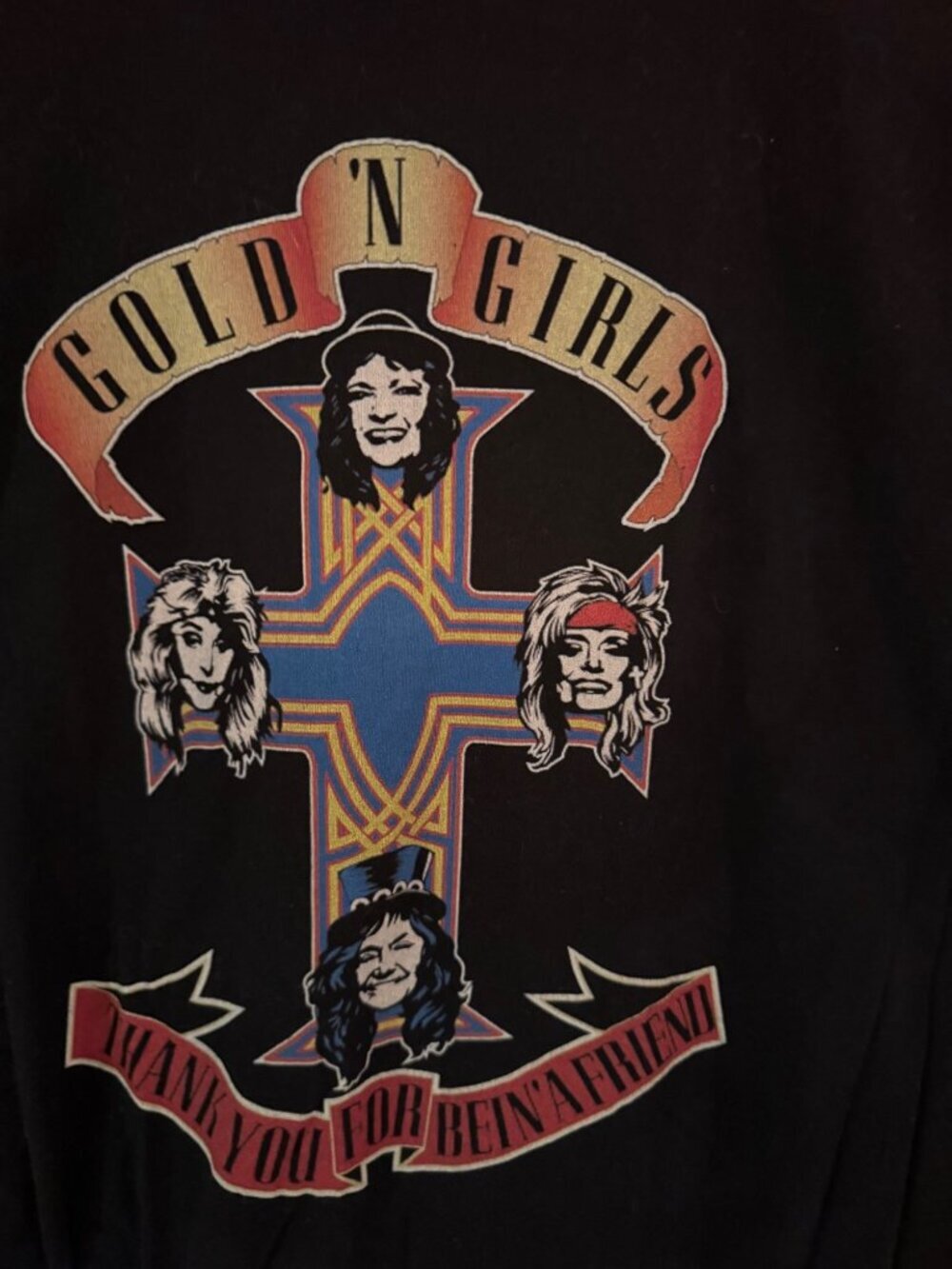 Next Level Apparel Mens Crewneck "Gold 'N Girls" T-shirt Size XL Black Cotton